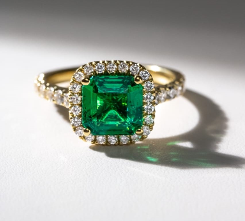 green diamond engagement ring